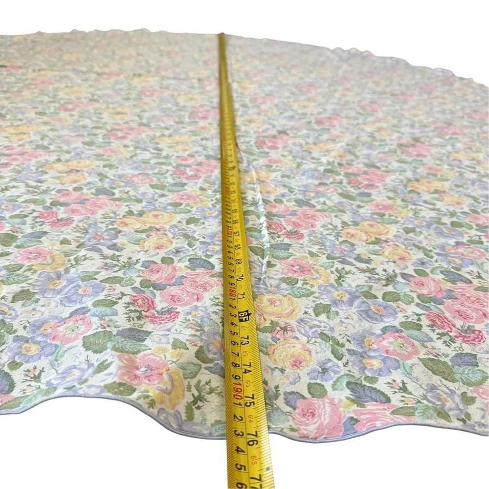 Vintage Laura Ashley Oval Tablecloth Cottagecore Floral Rose Chintz 76 x 56